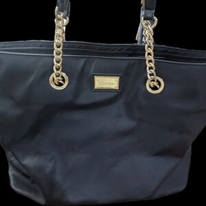 Calvin Klein Black Tote with Gold Chains
